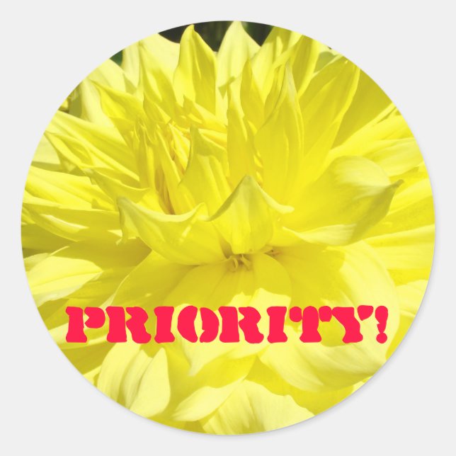Priorität! Aufkleber Custom Yellow Dahlia Blume (Vorderseite)