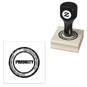 Priority Circle Logo Impressionen Jet Black Holzop Gummistempel