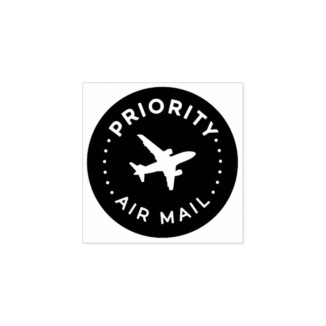 PRIORITY VIA AIR MAIL 飛行機 airplane ラバースタンプ Gummistempel (Prägung)