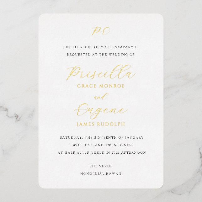 Priscilla Classic Wedding Einladung (Vorderseite)