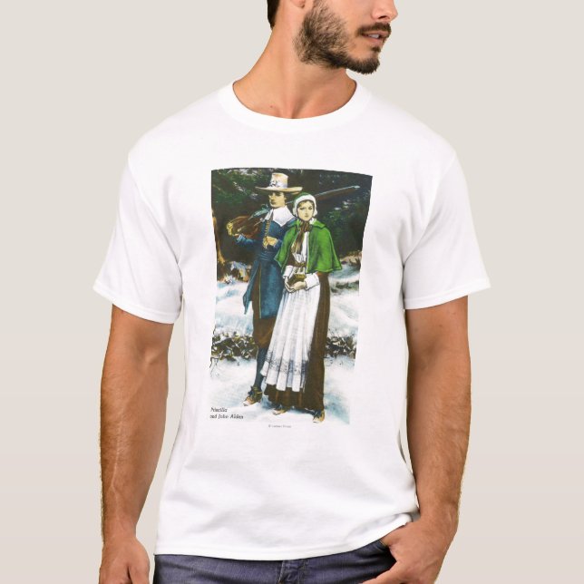Priscilla und Johns Alden Szene T-Shirt (Vorderseite)