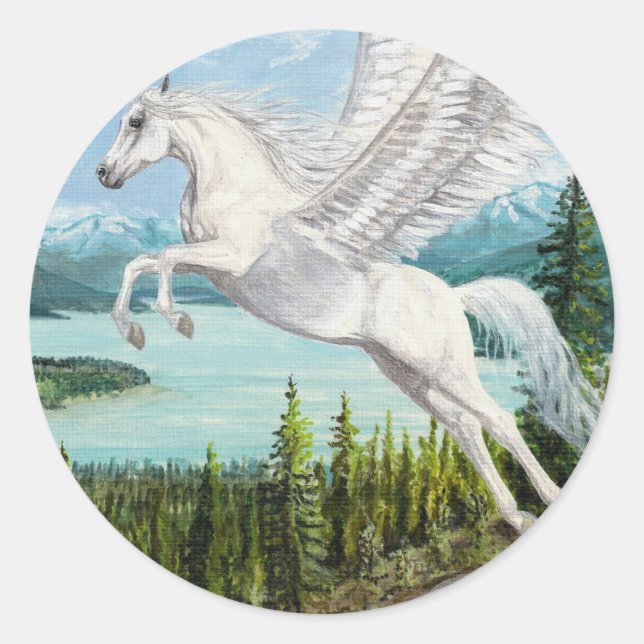 Prise de vol Pegasus cheval autocollants imaginair (Devant)