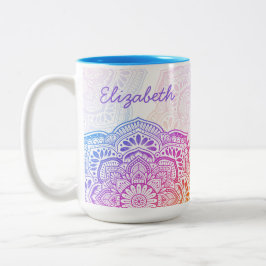 Prism Flower Mandala 15 oz. Personalized Mug Zweifarbige Tasse