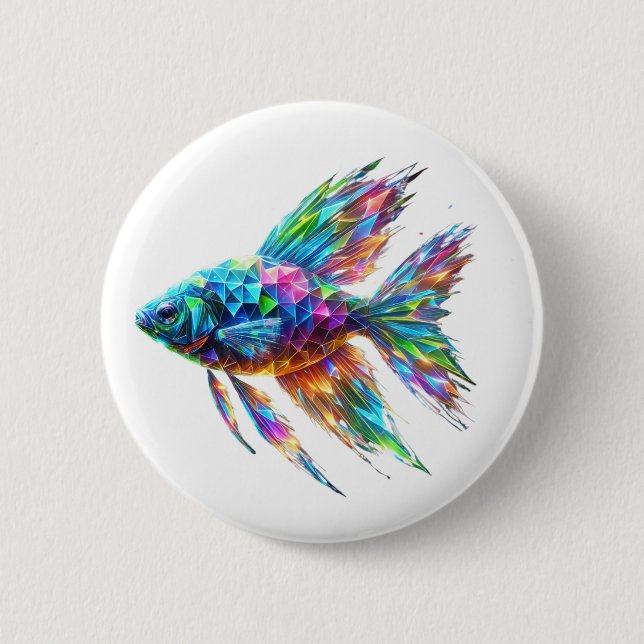 Prism Glow Geometric Fish Button (Vorderseite)