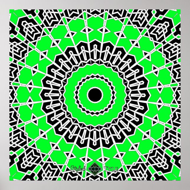 Prisma-Mandala (Grün) Poster (Vorne)