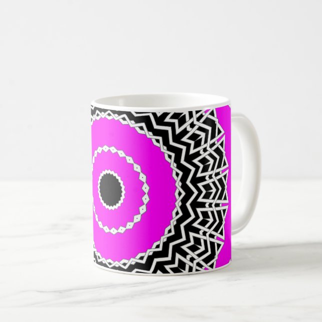 Prisma-Mandala (Rosa) Kaffeetasse (VorderseiteRechts)