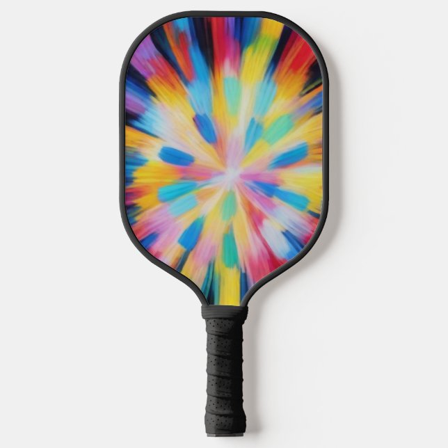 Prismatic Radiance: Abstract Sunburst Radio Waves  Pickleball Schläger (Vorderseite)