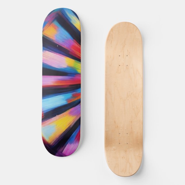 Prismatic Radiance: Abstract Sunburst Radio Waves  Skateboard (Vorderseite)