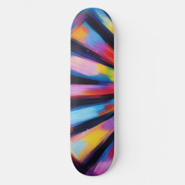 Prismatic Radiance: Abstract Sunburst Radio Waves  Skateboard