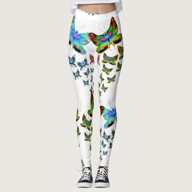 Prismatic Rainbow Butterfly Leggings (Devant)