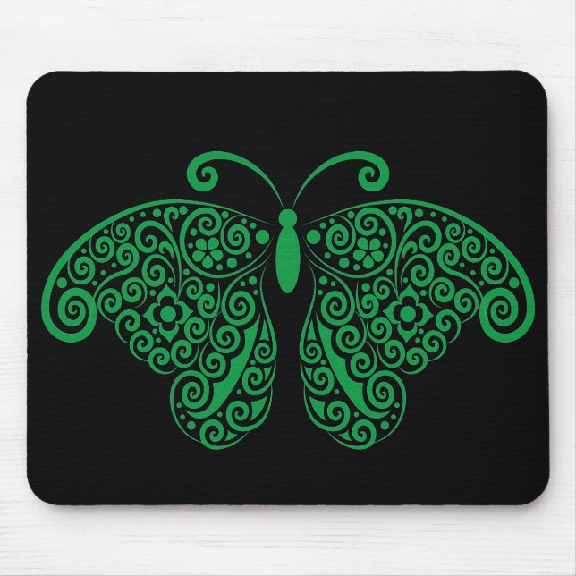 Prismatisch, floral Geblüht Schmetterling-Silhouet Mousepad (Vorne)