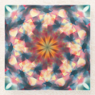 Prismatisch Kaleidoskopisch Psychedelisch Mandala Glasuntersetzer