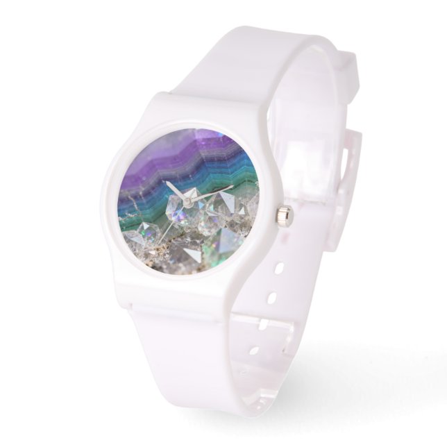 Prismatische Quarz-Fusion Lebendiges Kristalldesig Armbanduhr (Winkel)
