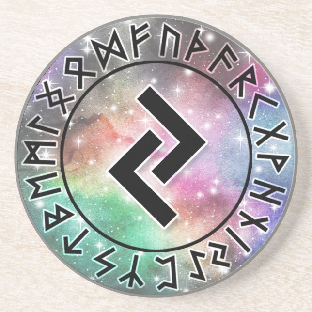 Prismatischer Galaxy Rune Circle [12] Jera] Getränkeuntersetzer (Vorne)