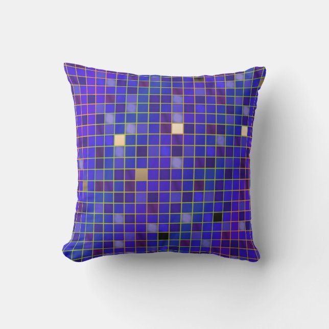 Prismatischer Look Checked Grid Pillow - Blue Coba Kissen Für Draußen (Vorderseite)