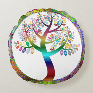 Prismatischer Regenbogenbaum Dekorativ Personalisi Rundes Kissen