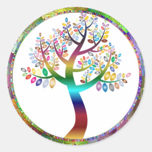 Prismatischer Regenbogenfarbener Tree Boho Dekorat Runder Aufkleber