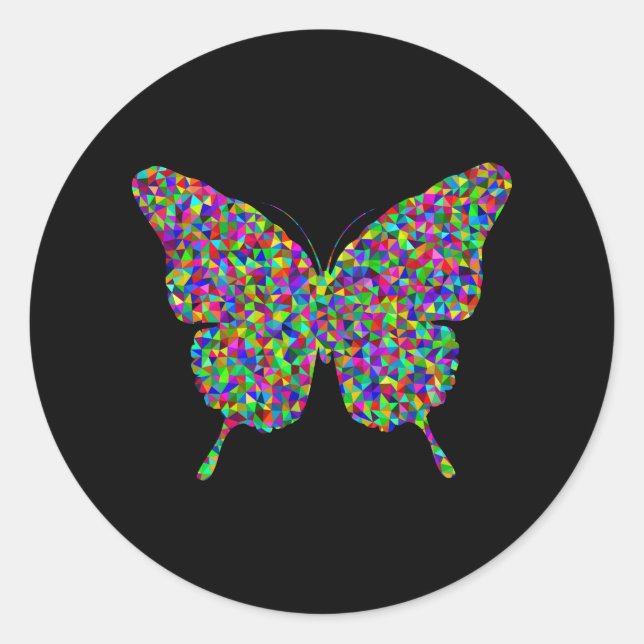 Prismatischer Schmetterling Runder Aufkleber (Vorderseite)