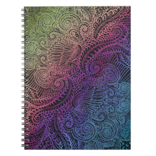 Prismatischer Swirl   Rainbow Fraktal Feather Art Notizblock