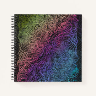 Prismatischer Swirl Rainbow Fraktal Feather Art Notizbuch