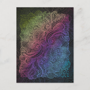Prismatischer Swirl   Rainbow Fraktal Feather Art Postkarte