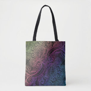 Prismatischer Swirl   Rainbow Fraktal Feather Art Tasche
