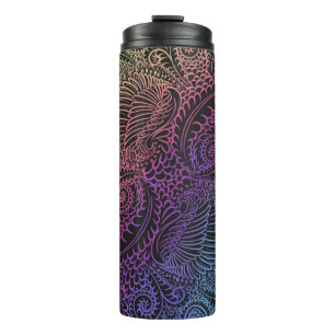 Prismatischer Swirl Rainbow Fraktal Feather Art Thermosbecher