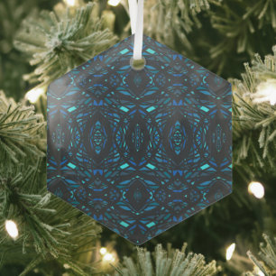 Prismatisches Blau-Schwarzes abstraktes Acryl-Kuns Ornament Aus Glas