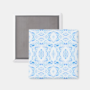 Prismatisches Blau-Weiß-Abstraktes Acryl-Kunstwerk Magnet