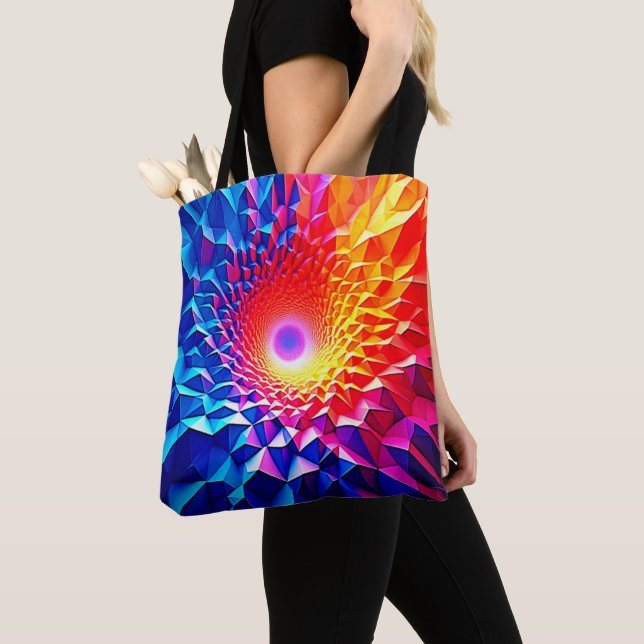 Prismatisches geometrisches Farbstrudel-Design Tasche (Von Nahem)