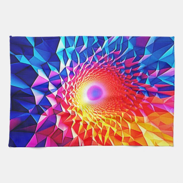 Prismatisches geometrisches Farbvortex-Design Geschirrtuch (Horizontal)