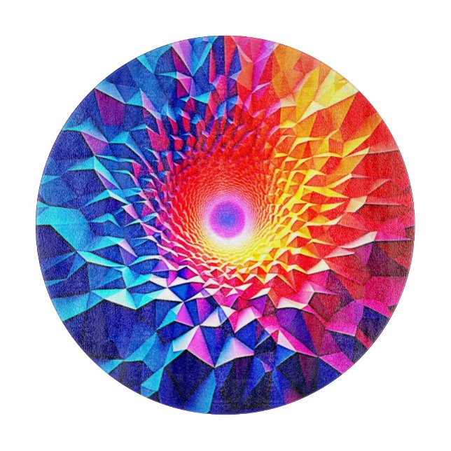 Prismatisches geometrisches Farbwirbeldesign Schneidebrett (Vorderseite)