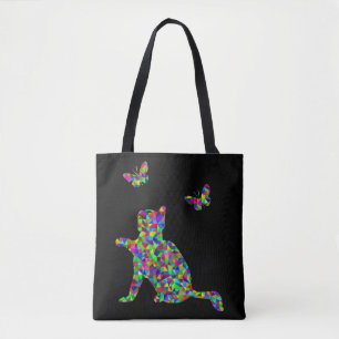 Prismatisches Kitten mit Schmetterlingen Tasche