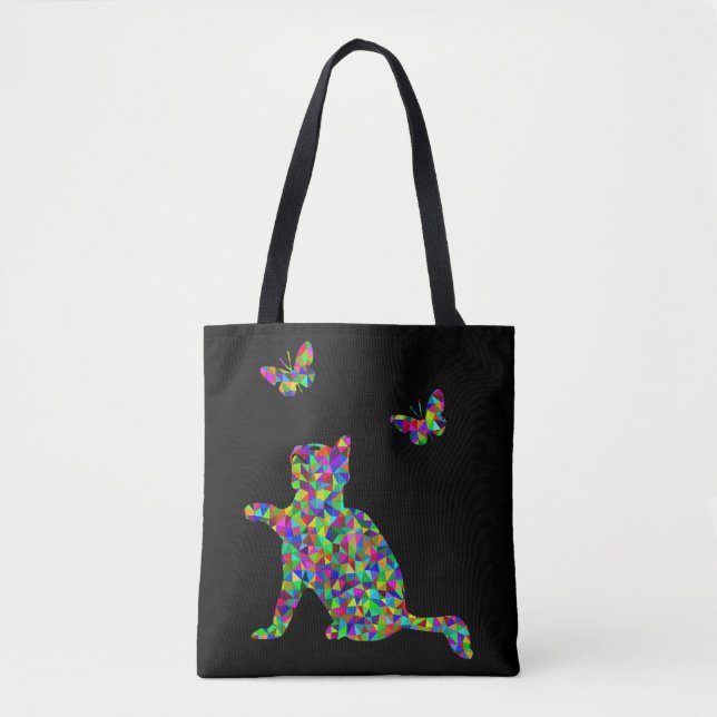 Prismatisches Kitten mit Schmetterlingen Tasche (Vorderseite)