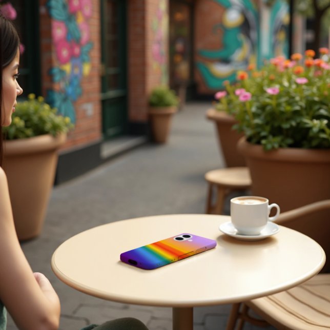 Prismenfluss - Wavy Pastel Rainbow Gradient iPhone 16 Hülle (Wavy Pastel Flow. Artistic elegance meets urban style. Protect your phone with serene pastels.)