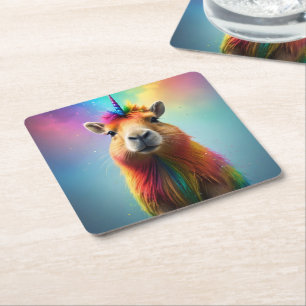 Prismhorn: Das Regenbogen-Capybaraicorn Rechteckiger Pappuntersetzer