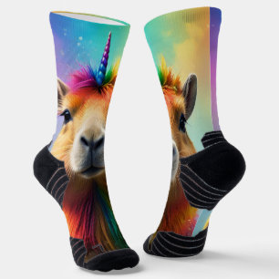 Prismhorn: Der Regenbogen Capybaraicorn Socken