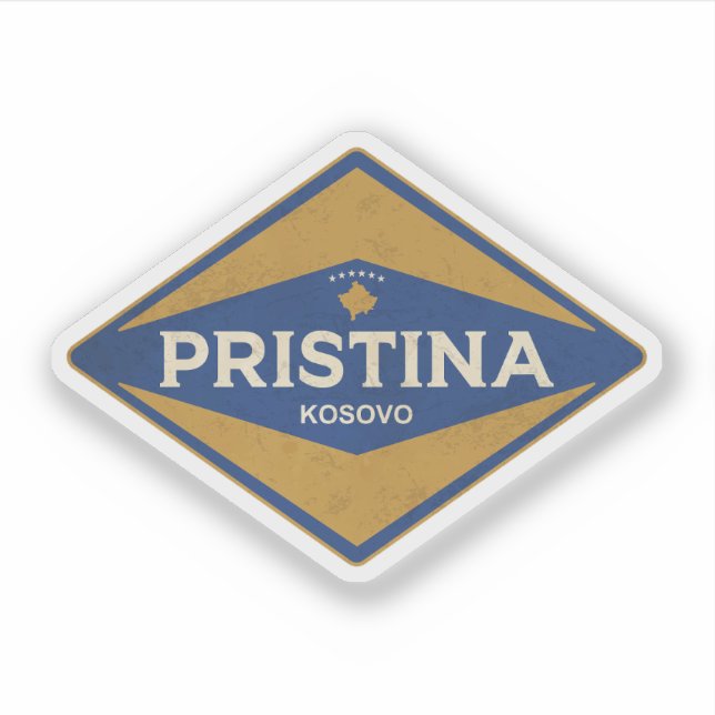 Pristina Kosovo Vintag Aufkleber (Vorderseite)