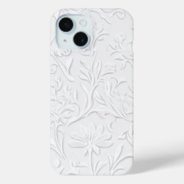 Pristine White Floral Embossed Phone Case