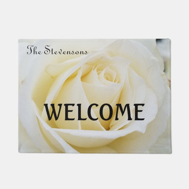 Pristine White Rose Nah-Up Foto Fußmatte (Vorderseite)