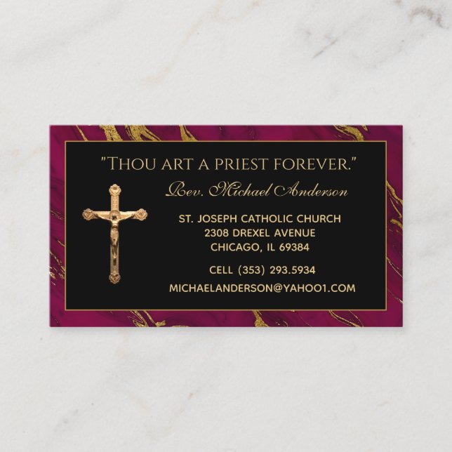 Pritholische Priesterbrustkreuz Marmorklausel Zita Visitenkarte (Vorderseite)