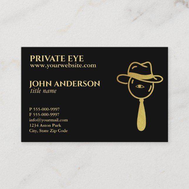 Privatauge Moderner privater Ermittler Visitenkarte (Vorderseite)