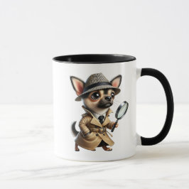 Privatdetektivhund im Ermittlungsverfahren. Tasse