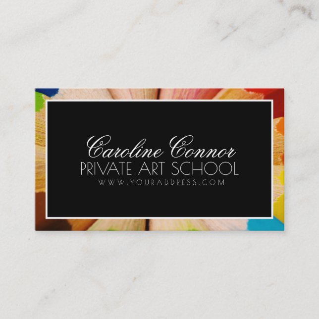 Private Art School Black & White Bold Card Visitenkarte (Vorderseite)