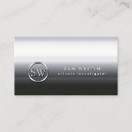Private Ermittler Chrome Monogram Business Card Visitenkarte