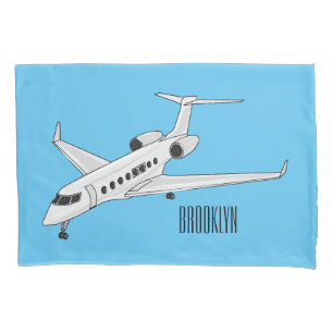 Private-Flugzeug-Cartoon-Illustration Kissenbezug