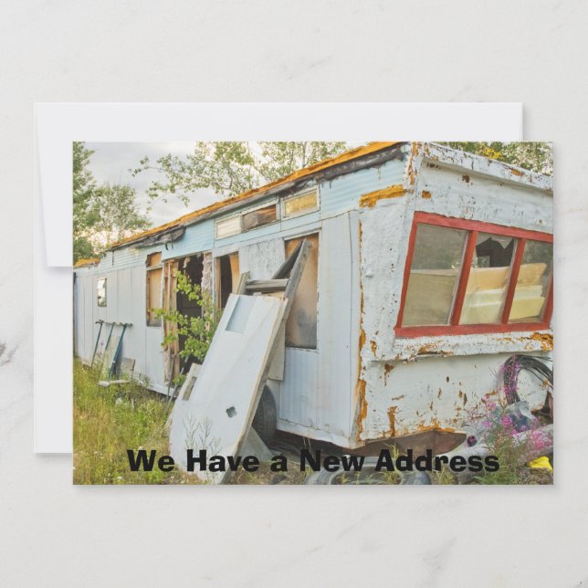 Private Funny Change Address Card: Trailer Zuhause Ankündigung (Vorderseite)