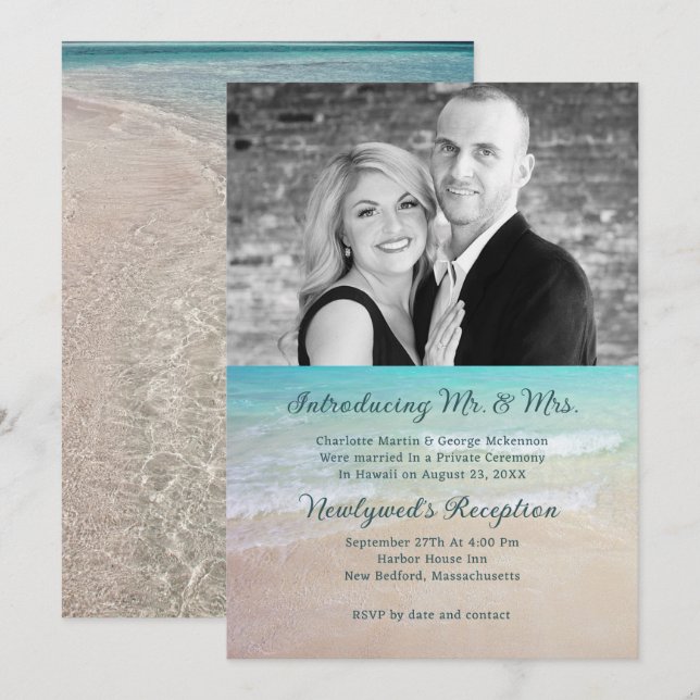 Private Hochzeitsempfehlung in Tropical Beach Einladung (Vorne/Hinten)