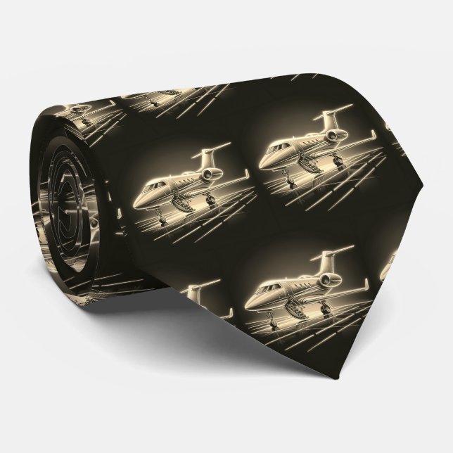 Private Jet Airplane Print Krawatte (Gerollt)
