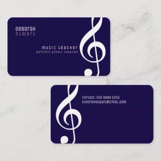 Private lessons music teacher dark-blue visitenkarte